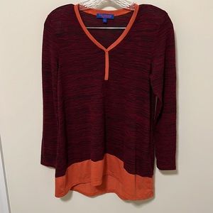 twiggy LONDON Women’s Heather Red/Orange Two-Toned V-Neck Sweater / Size S